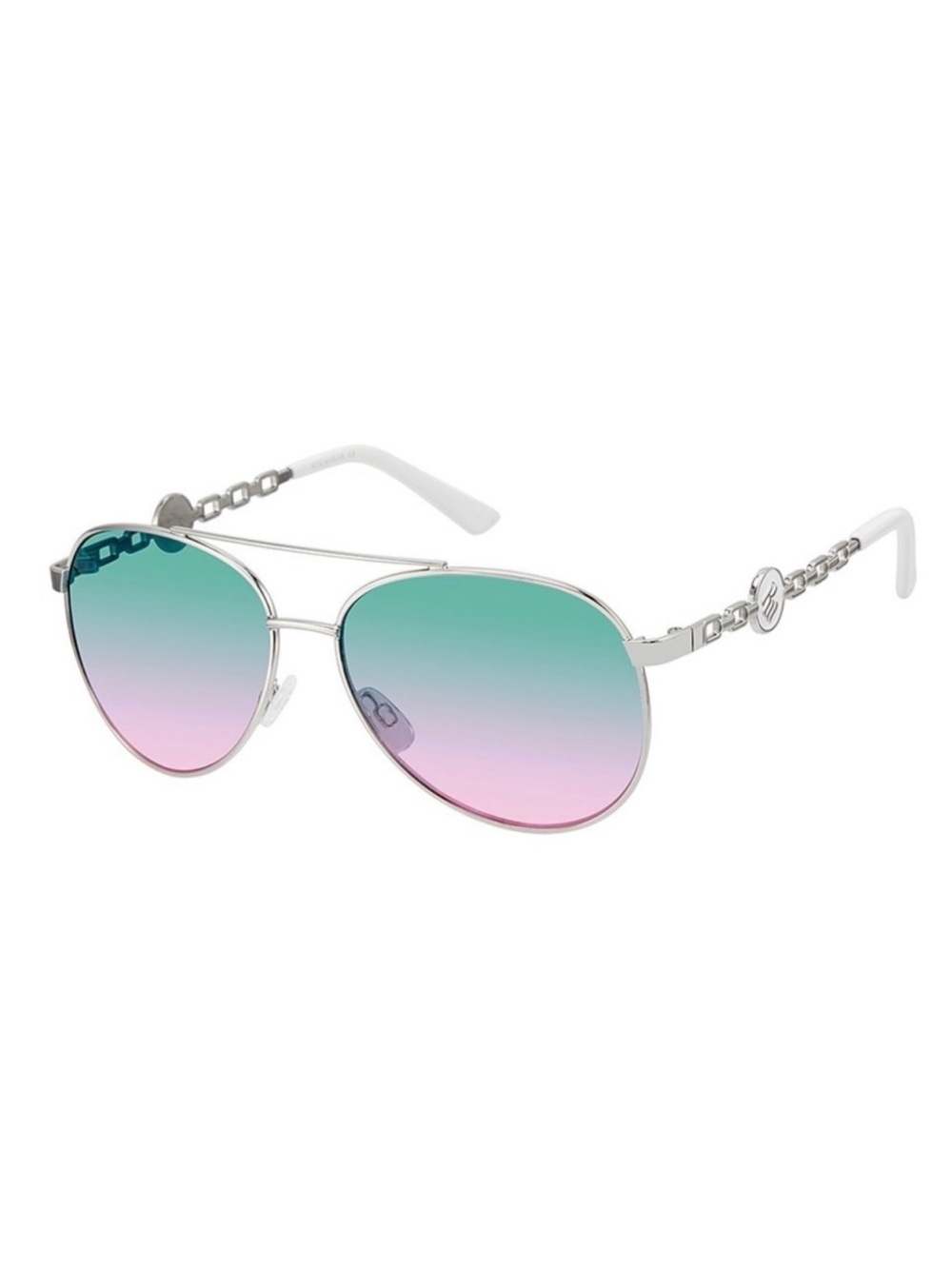Rocawear Silver & Green Vented Logo Aviator Sunglasses